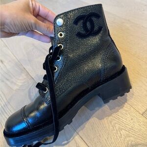 CHANEL - Like New Black Leather Boots